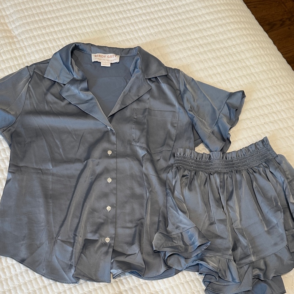 Birdy Grey Women's Satin Pajama Set in Blue